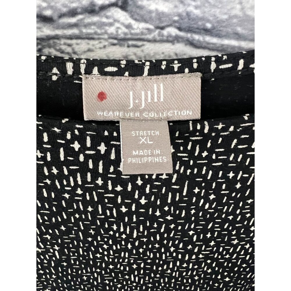 J. Jill Wearever Collection Black / Beige Patterned Rayon Tunic  Long Sleeves XL - Picture 4 of 5